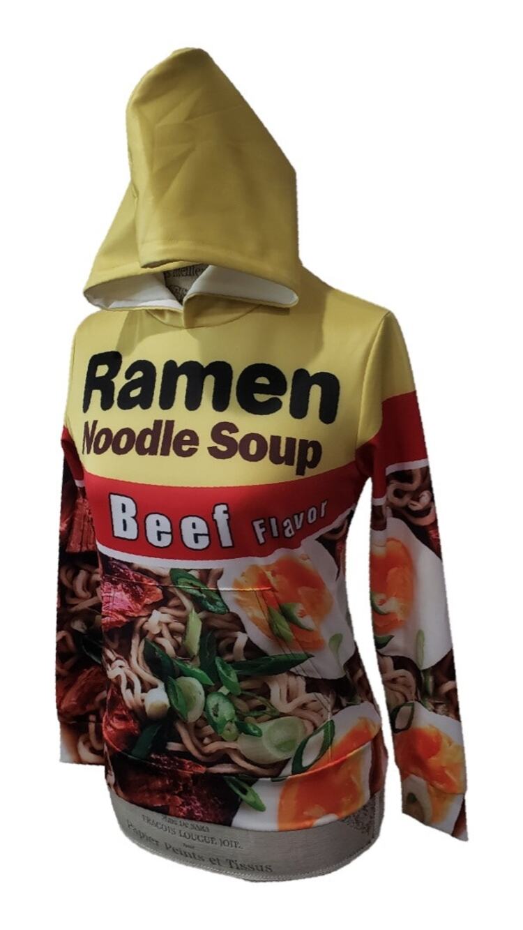 Newcosplay Ramen Noodle Soup Beef Flavored Kangaroo Pouch Hooded Sweater